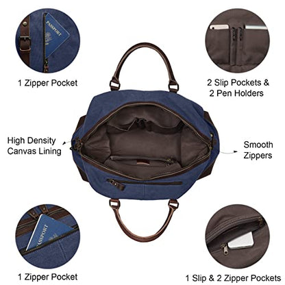 S-ZONE Duffle Bag for Travel Canvas Duffel Bag Carry on Weekender Bag for Men - color: Blue