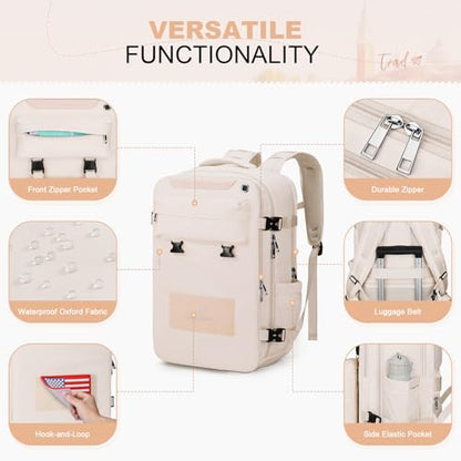Maelstrom Travel Backpack for Men Women, 15.6" Laptop with Shoe Compartment - color: Beige, size: 15.6 inch with shoe compartment