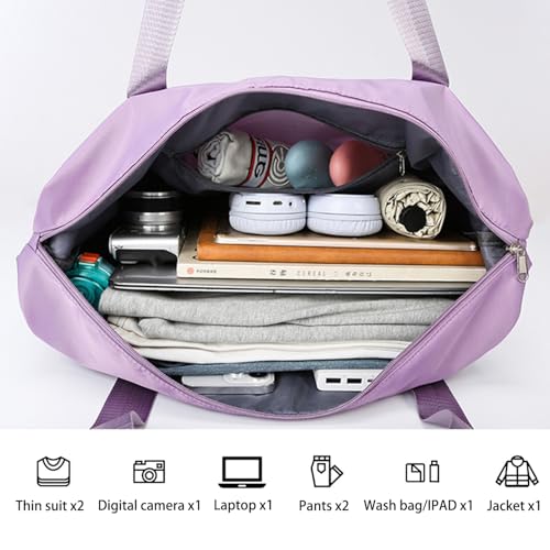 Rolling Duffel Bag with Wheels, Expandable Large Travel Luggage Lightweight & Durable Foldable Carry-On Bag with Removable Wheels for Shopping, Gym, Camping and Trave (Purple) - color: Purple