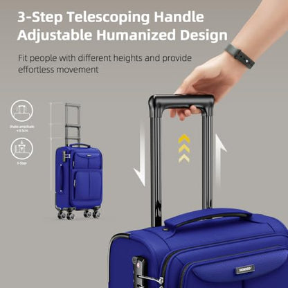 SHOWKOO Luggage Sets 3 Piece Softside Expandable Durable Suitcase Sets | Durable Oxford Fabric; Lightweight; 360°Double Spinner Wheels; TSA Lock; YKK Zippers; Royal Blue (20in/24in/28in) - color: Royal Blue