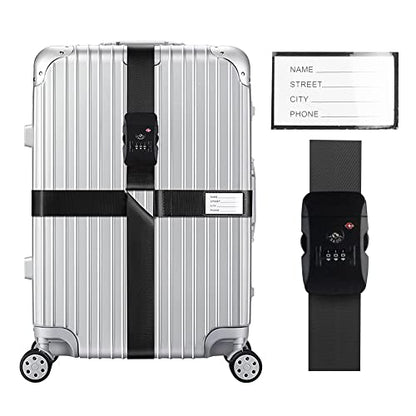 Veki Cross Luggage Straps Set TSA Approved with Lock, Black, 1pcs - color: Black, size: 1pcs