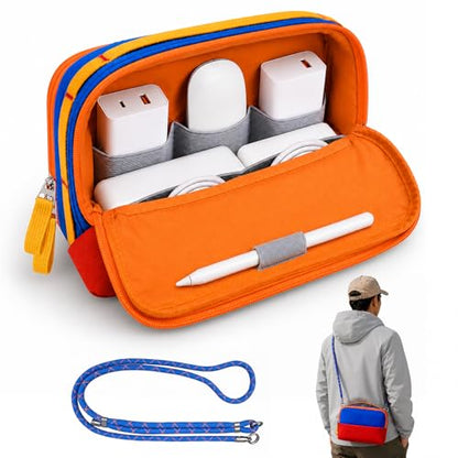 Electronics Organizer Travel Case, Phone Lanyard, Upright, Unisex - color: Case+Phone Lanyard
