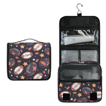 senya Hanging Travel Toiletry Bag Rugby Balls Kit Makeup Case Cosmetics Organizer for Men Women - color: Rugby Balls