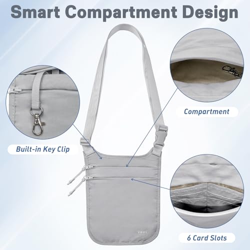 YOYI YOYI Anti-Theft Money Belt Dual-Strap Crossbody RFID Blocking Wallet - color: Grey