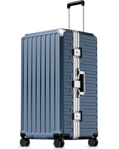 LUGGEX 30 Inch Zipperless Large Checked Suitcase, Ocean Blue - color: Ocean Blue, size: 30 Inch