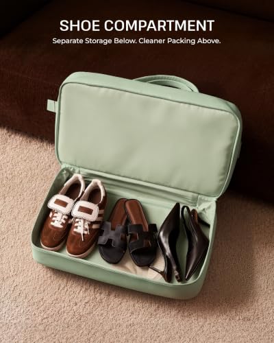 Coolife 6 Piece Travel Collection: 3 Suitcases, Duffel, Organizer & Hamper - color: Light Green, size: 6-Piece Set