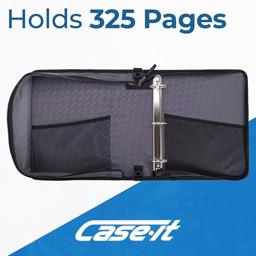 Case-it School Zipper Binder | 1.5" D-Ring | 325-Sheet | LT-207 Jet Black - color: Ff Black/White, size: 1 Pack