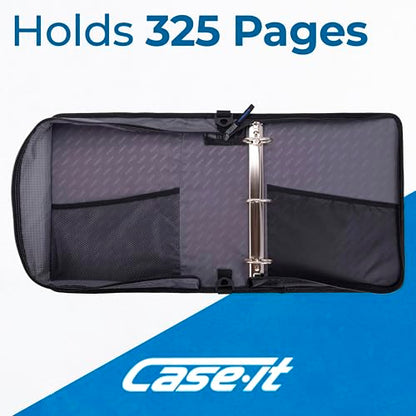 Case-it School Zipper Binder | 1.5" D-Ring | 325-Sheet | LT-207 Jet Black - color: Ff Black/White, size: 1 Pack