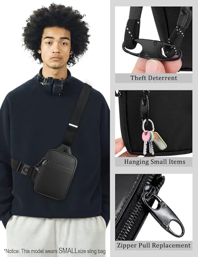 Peicees Mini Anti Theft Crossbody Sling Bag Small Chest Bag Dual Pocket Water Resistant Fanny Pack Running Phone Holder - size: Small