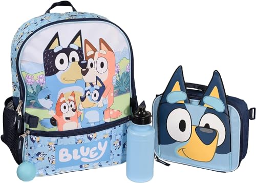 Bluey 4 Piece Backpack Set for Pre School Girls & Boys, Kids 16" School Bag - color: Bluey