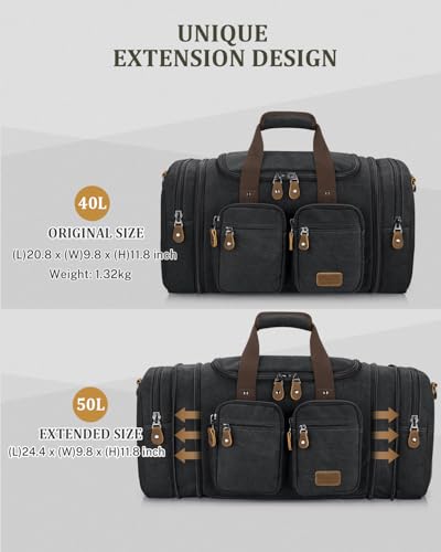 Gonex Duffle Bag for Travel, Expandable 60L Overnight Weekender Gym Bag - color: Dark Grey, size: X-Large-60l