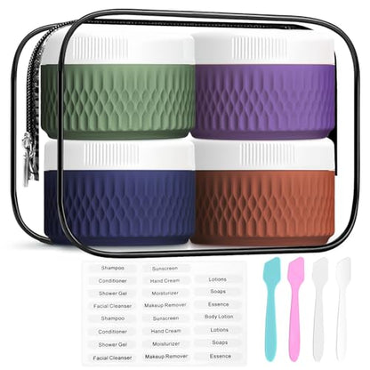 Travel Containers for Toiletries, 1.3oz Silicone Cream Jars BPA Free - color: Terracotta, size: 40ML (1.3oz)