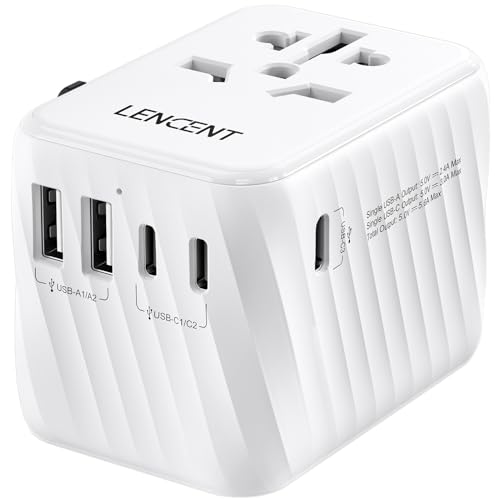 LENCENT Universal Travel Power Adapter, International AC Plug Adaptor - size: 28W-2A3C