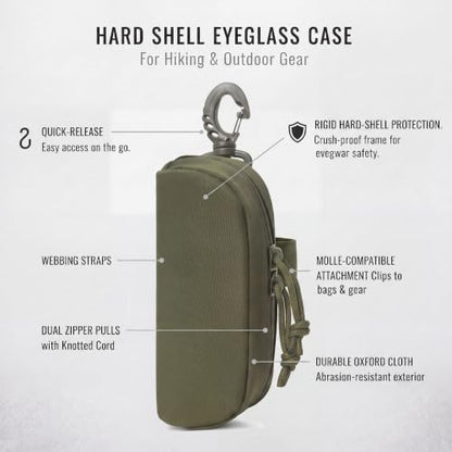 Peminkoo Tactical MOLLE Glasses Case Shockproof Sunglasses Pouch with Clip - color: Green