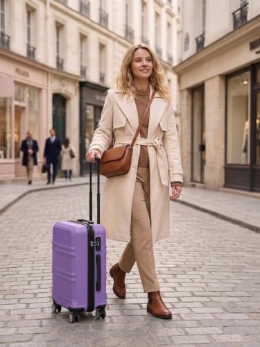 Kono 24 Inch Luggage Suitcase with Spinner Wheels TSA Lock - color: Purple, size: 24-inch Medium-checked