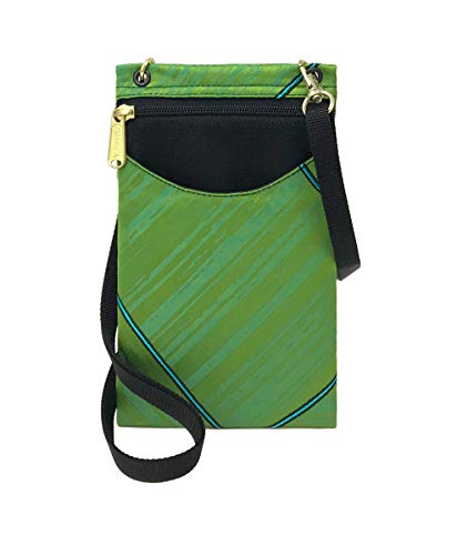 Danny K. Women's Tapestry Crossbody Cell Phone or Passport Purse, Handmade in USA - color: Electric / Lime
