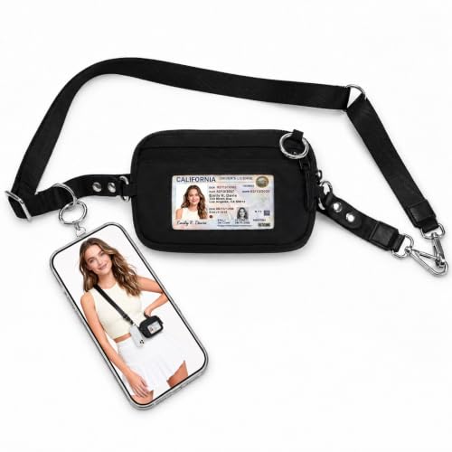 CYSIYU Small Crossbody Bag with Phone Lanyard and Wrist Strap Mini Checkered 4.5x6.5 Purse with RFID Clip and Go for Travel - color: Black, size: Small