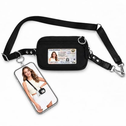 CYSIYU Small Crossbody Bag with Phone Lanyard and Wrist Strap Mini Checkered 4.5x6.5 Purse with RFID Clip and Go for Travel - color: Black, size: Small