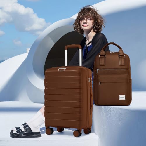 LARVENDER Carry On Luggage 22x14x9 Airline Approved, Suitcases with Wheels - color: Maple-20inch-BP