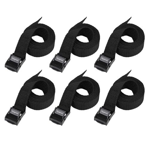 Ayaport Lashing Strap Tie Down Straps with Adjustable Cam Buckle Nylon Cinch Strap for Packing Cargo, Bike, Luggage Black 6 Pcs (Black, 0.75"x 24") - size: 0.75"x 24"
