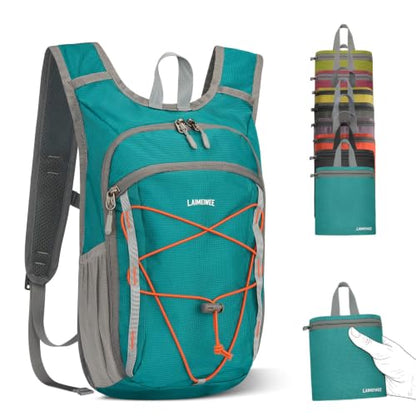 Small Hiking Backpack 13L Lightweight Foldable Travel Daypack for Men Women - color: Teal Blue