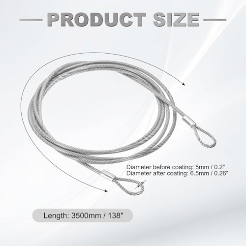 PATIKIL 138" Safety Cable Lock Security Wire Ropes 0.26" Dia Clear - size: 138 Inch-Clear