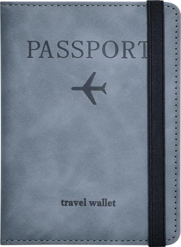 KAOBAN RFID Blocking Passport Holder & Boarding Pass Travel Wallet - color: Marine Grey
