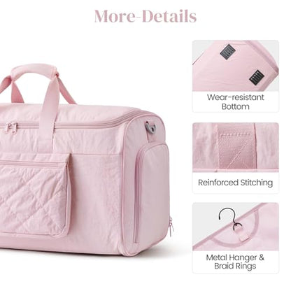 S-ZONE Garment Duffle Bags Travel Carry on Overnight Weekender Men Women - color: Pink