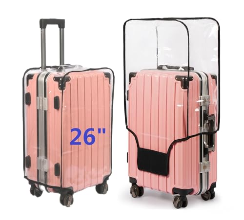 Clear PVC Suitcase Cover Protectors Thicken Luggage Cover Protector Full Transparent Waterproof Wheeled Dustproof Luggage Sleeve Protector 26" - size: 26"