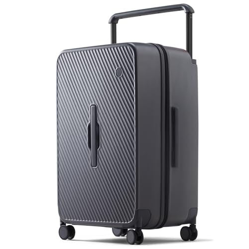 mixi 26 Inch Large Checked Luggage Suitcase with Spinner Wheels Upgrade Wide Handle PC Hard Shell Rolling Travel Suitcase with TSA Lock, Rock Gray - color: Rock Gray