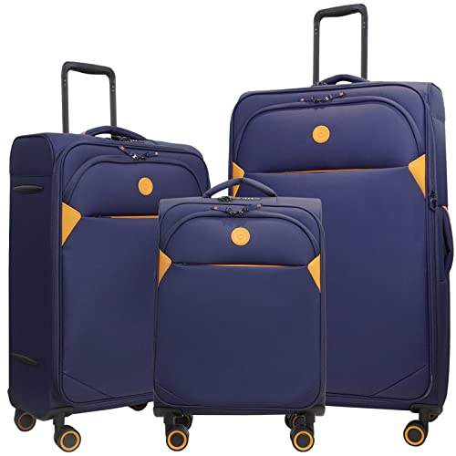 Verage Cambridge Lightweight 3 Piece Luggage Sets Softside Expandable Suitcase with Spinner Wheel,Navy,3-Piece Set(20/24/29) - color: Navy, size: 3-Piece Set (20/24/29)