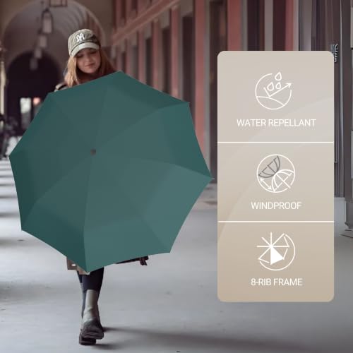 Knirps A.200 Medium Duomatic Windproof Umbrella for Adults – Automatic Open Close 38.5" Canopy, Travel Case Included - color: Teal