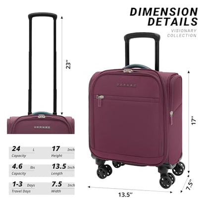 Verage Underseat Carry On Luggage with Wheels,14.5-Inch,Grape red - color: Grape red, size: 14.5-Inch Plus Underseat