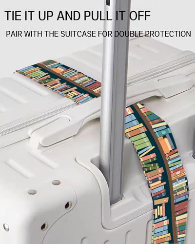 Luggage Straps for Suitcases, Adjustable Travel Belt, Durable Wide Luggage Strap, Cute Suitcase Strap Identifiers with Buckle, Bag Straps for Luggage, Cute Book Pattern - color: Cute Book Pattern