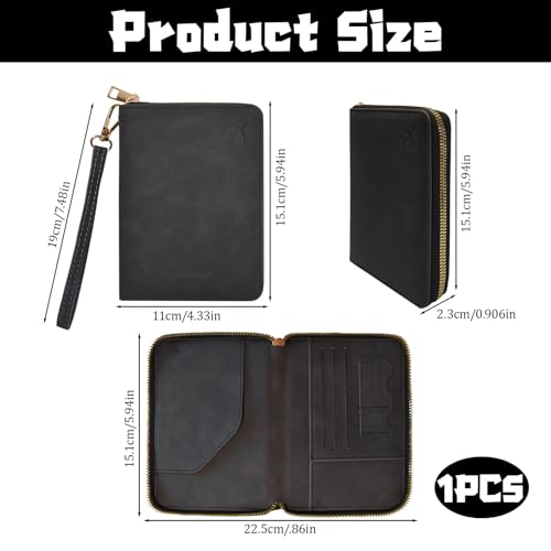 Passport Holder for Travel Wallet,RFID Detachable Wrist Strap Wallet - color: Black