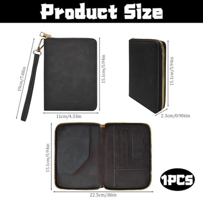 Passport Holder for Travel Wallet,RFID Detachable Wrist Strap Wallet - color: Black