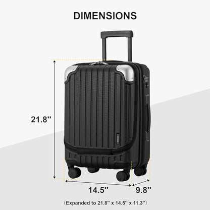 LEVEL8 Carry on Luggage Airline Approved, 20“ Expandable Carry on Suitcase - color: Black, size: 20 Inch - Expandable