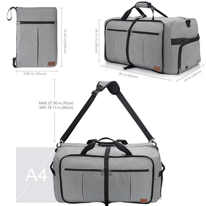 80L EXTRA LARGE Foldable Waterproof Travel Duffle Bag for Men and Women - color: Gray, size: 80L