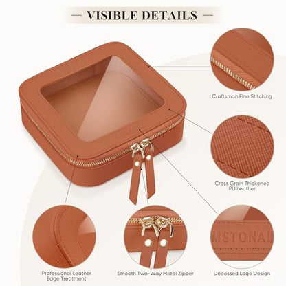 Small Clear Makeup Bag for Purse, Travel Cosmetic Case, Brown, Mini - color: Brown, size: Mini