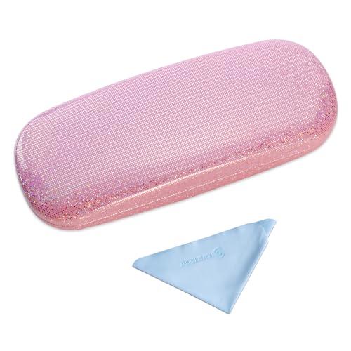PERFECTSIGHT Hard Shell Eyeglasses Case, Kawaii Protective Glasses Case for Kids, Cute Eyeglass Case for Women Men Girls - color: Pink Bling