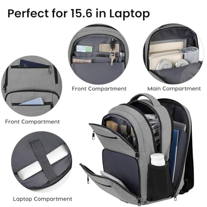 BIKROD Backpack for Men, TSA Travel Backpack, College Backpacks Water Resistant Back Pack, Business Anti Theft Durable Computer Bag Gifts Fits 15.6 Inch Laptop, Grey - color: Grey, size: 15.6 Inch