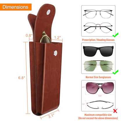 FINTIE Double Glasses Case with Carabiner Hook, Vegan Leather Eyeglass Case - color: Brown