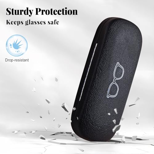 RayLove 2 Pack Unisex Hard Shell Glasses Case with Eyewear Accessories - color: Black Pink