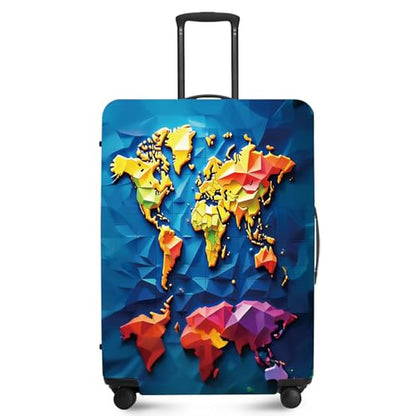 ANNA QUEEN Travel Luggage Cover Suitcase Protector Suitcase Cover Anti-Scratch,Stretchable Bag Cover Washable Durable Polyester - color: Map-Blue, size: L(fits 28-30Inch suitcase)