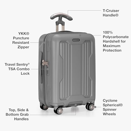 Traveler's Choice Ultimax II Polycarbonate Hardside Luggage with Spinner Wheels, Slate Gray, 21-Inch Carry-On - color: Slate Gray, size: 21-Inch Carry-On
