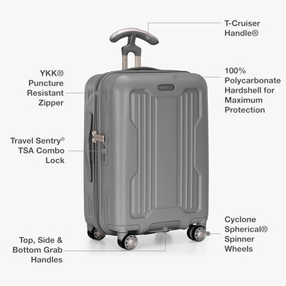 Traveler's Choice Ultimax II Polycarbonate Hardside Luggage with Spinner Wheels, Slate Gray, 21-Inch Carry-On - color: Slate Gray, size: 21-Inch Carry-On