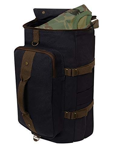 Rothco Convertible Canvas Duffle Backpack – Outdoor Camping Weekend Travel Bag 30L - color: Black