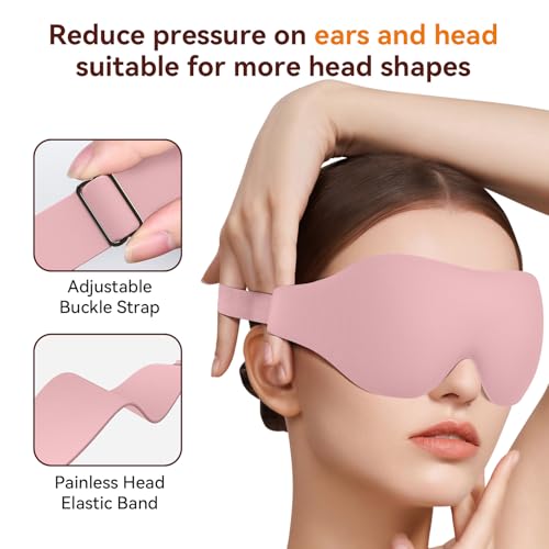 Sleep Mask, EVA BELLE Eye Mask for Men Women, Zero Pressure 3D Sleeping Mask, Cool Super Smooth Light Blocking Soft Eye Shade Cover Memory Foam, Lightweight for Home Travel Use - color: Pink