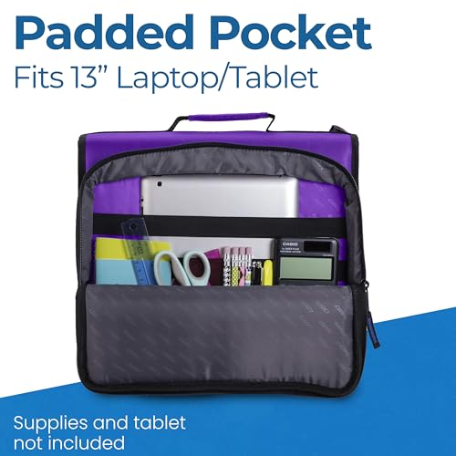 Case-it School Zipper Binder | 2" O-Rings | 400-Sheet | LT-007 Deep Purple - color: Purple/White, size: 1 Pack