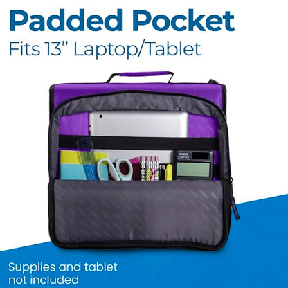 Case-it School Zipper Binder | 2" O-Rings | 400-Sheet | LT-007 Deep Purple - color: Purple/White, size: 1 Pack